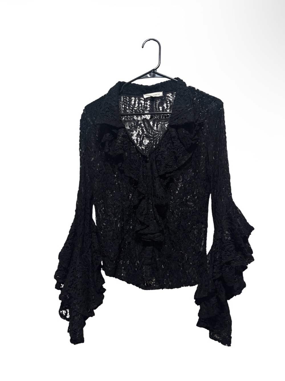 Black Lace Ruffle Cardigan